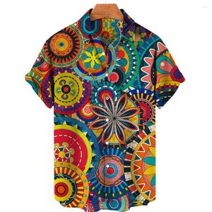Мужские повседневные рубашки Y2K Vintage Harajuku Summer Hawaiian Men 3d Print Loose Tops Cadiz Floral Blous