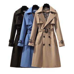 S-4XL Autumn Fashion Elegant Belt Designer Trench Spring Womens Coat Women Loose Mid-length Windbreaker Female Casual Ladies Long Maxi Dress Woman Coats Female 56665