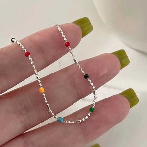 Beaded Popular 925 sterling silver round bead bracelet colorful charm party birthday gift exquisite jewelry for women