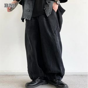 Mäns jeans koreanska hiphop baggy för män kvinnor kläder kpop par denim byxor japanska harjuku vintage casual svart lastbyxor