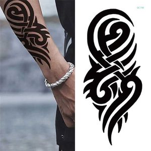 Tattoo Transfer Hot Black Temporary Tattoo Body Art Tattoos 3D Waterproof Temporary Tattoos Sticker Art Men Arm Leg Fake Tatoo Paper 240427