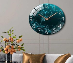 Glass Wall Clock Modern Design Landscape Light Luxury Colorful Art Reloj Pared Decorativo Clocks Living Room Bedroom Home Decor X04471156