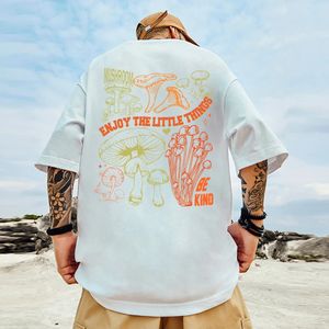 キノコは小さなものを楽しむメンズコットンTシャツ創造性カジュアルトップヴィンテージオールマス半袖男服240425