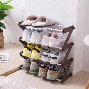 Stövlar i hallen Space Saving Shoes Rack Over Multilayer rostfritt stål Dekorativa hyllskor Rack Sundries sovsal Rum Standsorganisatör