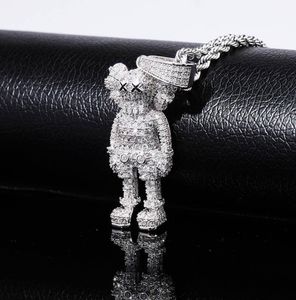 Iced Out Cartoon Puppets Pendant Cubic Zirconia Necklace Fashion Hip Hop Jewelry Mens Gift Y2008108067717