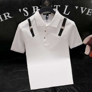 Summer Nuovi uomini a maniche corte britanniche Shirt corto di fascia alta marca alla moda Polo Slimt fit T-shirt per spalla personalizzato