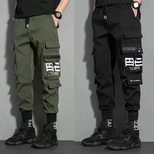 Men's Pants Multi pocket drawstring cargo pants summer and autumn outdoor mens casual cargo pantsL2404