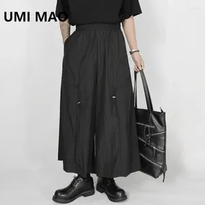 Calças masculinas Umi Mao Original Casual Verão Fino Fino Yamamoto Designer de Nicho Louca Larra De Perna larga Corretas cortadas