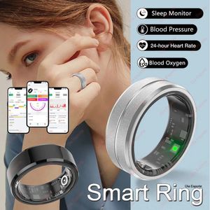 Rastreio de Anel Smart Rastreador de Fitness Freqüência de Coração Sono Monitor de Saúde Blood Oxigênio Pressão arterial Anel de dedo para iOS Android 240422