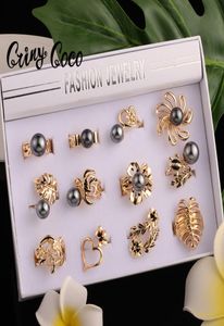 Cring Coco Pearl Rings Hawaiian Polynesian Whole Gold Glated Flowerウミガメのリングセット女性ギフト224576756