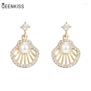 Stud Earrings QEENKISS EG7405 Fine Jewelry Wholesale WomanGirl Birthday Wedding Gift Shell Zircon 925 Sterling Silver Needle