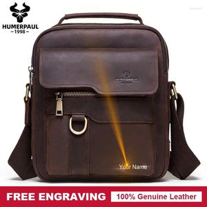 Bag Crazy Horse Leather Men Messenger Bags Fashion Business Casual Crossbody Male Shoulder Large Capacity Sling Sac