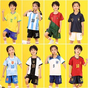 Kids football suits for primary and secondary school competitionl kits 22 23 24 MESSIS Soccer Jerseys baby football shirtssoccer training suit uniform