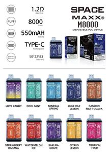 Espaço original Maxx 8000 Puffs Disponível E Cigarros tipo C Tipo-C 550mAh Bateria tipo C 12 ml Preenchido 10 sabores Vape Bargain Price Vape