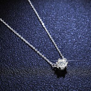 Sier S925 Sterling Chain 1 Mosan Diamond Necklace Womens Fashion Classic Snowflake Sier Pendant Clavicle Chain Live Broadcast