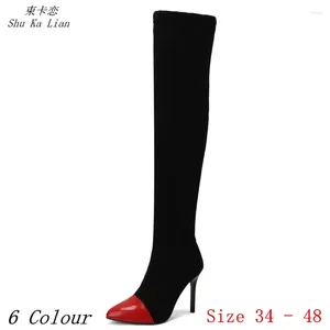 Boots Spring Autumn Women Over the Knee Long 10,5 cm Sapatos de salto de altura 6 cor mulher coxa plus size 34 - 48