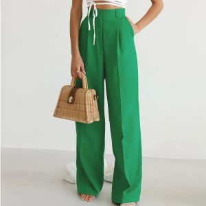 Capris 2024 Spring Women's Green High High White Pants Gambia da donna pantaloni pericoltori pericolosi pericolosi casual