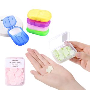 Yemekler Sabah Kağıdı Tek Kullanımlık Boxe Mini Sac Sabunu Yıkama El Mutfak Banyo Malzemeleri Açık Kamp Kağıt Sabun Rastgele Renk