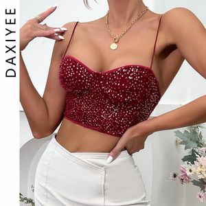 Tank da donna Sexy paillettes sexy Halter Top Top White Hollowing Mesh Sheer Fish Wed Worset Y2K Street Style Slim See attraverso Crop Ropa de Mujer