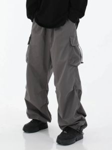 Calças Deeptown Y2K Calças de carga folgada para homens preto preto calça reta de calça reta Male Vintage Hip Hop Streetwear estilo clássico primavera