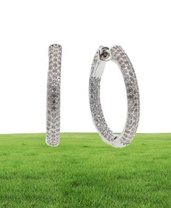 NUOVO MICRO PAVE CZ Big Hoop Earrings 25mm 50mm 50 mm a 2 dimensioni Gioielli di moda