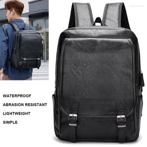 Backpack Multi-layer Design Men High Quality PU Leather Storage Backpacks Large Capacity School Bags Waterproof Travel