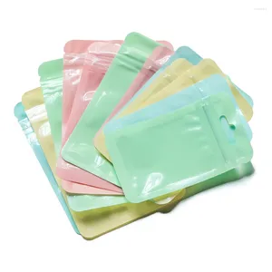 Jewelry Pouches 20/50pcs Iridescent Self Sealing Bags Macaron Color Plastic Packaging Pouch Retail Storage Gift Zip Lock Bag