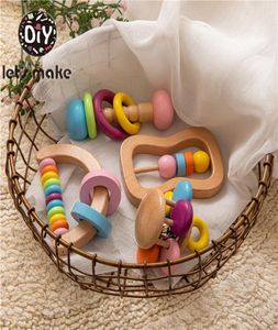 LET039S Make Macaron Color Baby Rattle Toy Set Wood Rattles Hold Rattle Hand Bell Gift Baby Toys Toddler Spädbarn Montessori till9678049