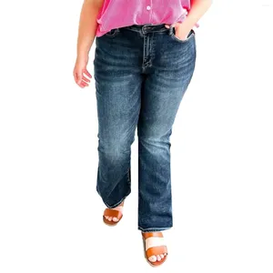 Jeans feminino Women Streetwear A Outdoor Classic Jeants calças de cintura alta Flare Stretch Pant vintage direto para 2024