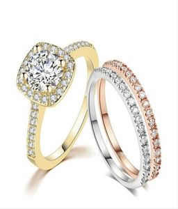 318r Square Zircon 3 anello set per donne Mix 3 Gold Color Fashion Jewelry Bijoux Design originale2193889
