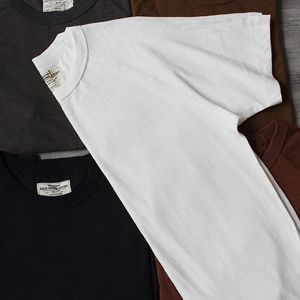 Summer 210G American Retro z krótkim rękawem Solid Kolor Tshirt męska moda 100 slub bawełniana obijana ciężka topy 240417