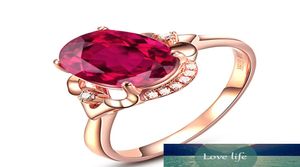18K Rose Gold Pure Red Ruby Ring for Women Cut Red Gemstone Tourmaline Diamond Rings S925 Jewelry Party Wedding Ring7606384
