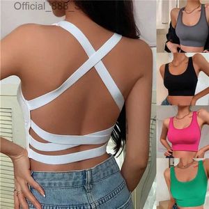 Tanques femininos de U70T Camis Sexy Mulheres Vestes Cultas Compoladas de Sleless Praia Colete Esportivo Mulheres Tops Camisole Party Sem Suspenders Backless Straps Underdress D240427