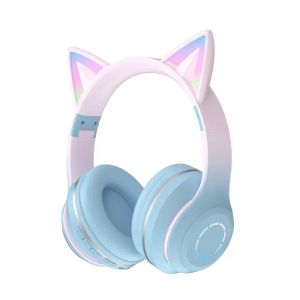 Kopfhörer Blitzlicht Kopfhörer süße Katzenohren Wireless Ohrhörer mit Mikrofon Kids Girl Geschenken Stereo Musik Telefon Headsets TWS 5.0