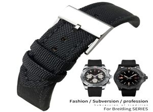 22mm Top Quality Nylon Canvas Fabric Watch Strap For Avenger Leather Black Watchband 20mm Steel Needle Buckle for mens Free Tools1979679