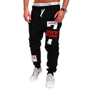 Herrbyxor herrbyxor hiphop -stil casual sport jogging tröja sport byxor mode tryck grundläggande gatukläder svart och whitel2404