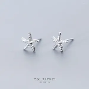 Stud Earrings Colusiwei Fashion Genuine 925 Sterling Silver Cute Starfish For Women Luminous CZ Wedding Jewelry