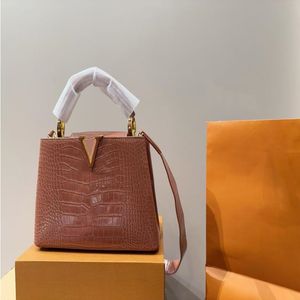 24SS Top Luxury Designer Capucines Dimbag (Crocodile Print) Женская сумка для плеча на плеча