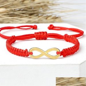 Cadeia de link Cadeia artesanal Bracelete infinita Vintage Lucky Thread Bracelets for Women Women Ajustável NONS BUBLELAS MATHERN DR DHW8I