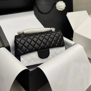 디자이너 가방 숄더백 블랙 클래식 고급 가방 작은 사각형 가죽 가죽 자료 다이아몬드 패턴 퀼트 다이아몬드 격자 지갑 크로스 바디 핸드백과 상자 25cm