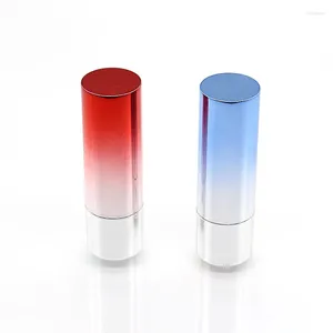 Bottiglie di stoccaggio 12,1 mm Tubo di rossetto vuoto Gradiente rotondo Blu/Red Pressa Remole Contenitore BOCCHE RIFILATABILE