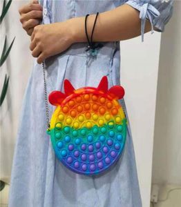 Push Bubble Rainbow Handbag Children Adult Dimple Toy Pressure Relief Board Controller Ryggsäck Toy Creativity Popper Bag3800753