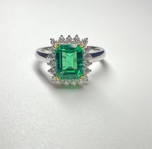 MEISIDIAN PRODUTSTWO COLOR PLATED YLLOW GOLD 7X9MM 2 CARAT HIDERMAL EMERALD S925 SLIVEN DIAMILO ANEL 22081666072637