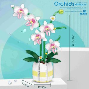 Decorative Flowers Bouquet Orchid Block Flower Succulents Building Blocks FIT For Home Furnishings Romantic Kit Assembly Valentine's Day