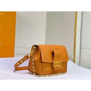 2024 Spring Summer Designer feminino Dauphine Bolsa Bolsa de Crossbag Real Salão laranja de couro 25050 Bolsa de moda 3A Qualidade