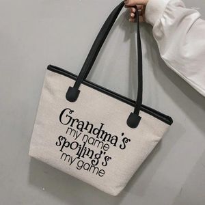 Shopping Bags Grandma Is My Name Spoiling Game Gift For Grammy Canvas Tote Shoulder Women Messenger Bag