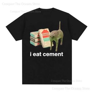 メンズTシャツ夏私は汚染された面白い猫メンズメンズTシャツの男性服Tシャツコットンルーズ特大TシャツストリートウェアJ240426