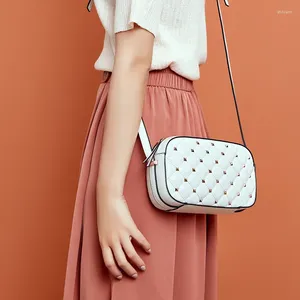 Bolsas de ombro verão mulheres brancas forma retângulo portátil bolsa portátil de couro genuíno moeda de tendência bolsa crossbody