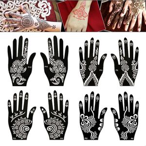 Tillfällig tatuering stencil hand henna diy kroppskonst klistermärke mall bröllop verktyg professionell indisk mode dekal blomma 240423