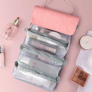 Cosmetic Bags Makeup Bag For Women 4-in-1 Foldable Luggage Organizer Detachable Portable Hanging Roll-Up Storage Case Travel Toiletry